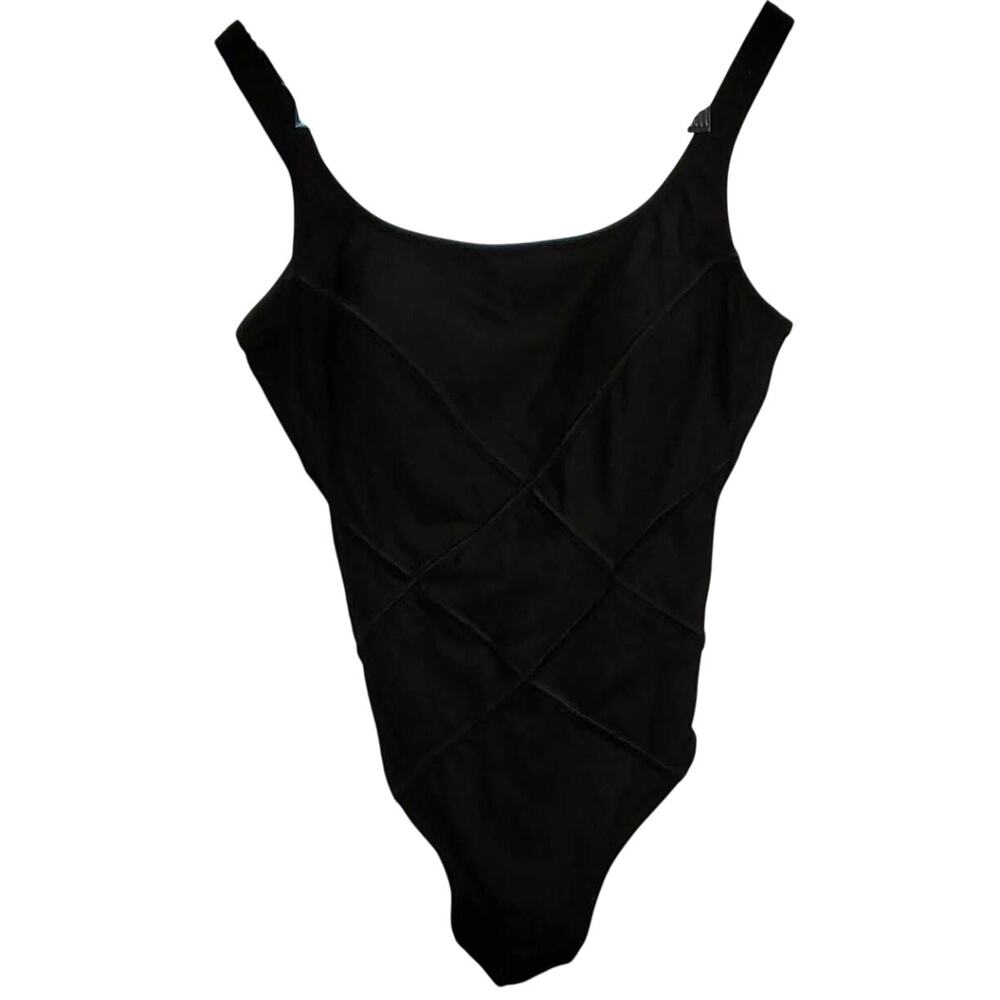 Longitude Black One Piece Swimsuit Bathing Suit Plus Size 16